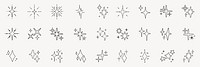 A collection of minimalist star and sparkle icons. These star icons and sparkle designs are perfect for adding a touch of elegance and shine to any project. Element vector set.