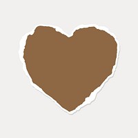 Brown heart sticker with rough edges on a light background, element vector