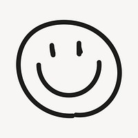 Minimalist hand-drawn smiley face element