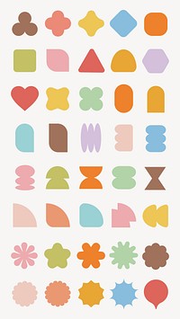 Colorful geometric shapes in various forms like circles, triangles, and squares. Bright, playful shapes in a vibrant, abstract pattern. Geometric design elements. Pastel elements, vector set.