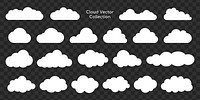 Cloud vector collection with various cloud shapes. Vector clouds in different styles. Perfect for design projects needing cloud graphics. Cloud vector art. Weather illustration, vector set.