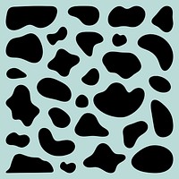 Abstract black shapes on a light blue background. Organic shapes, abstract forms, and black patterns create a unique abstract design. Abstract and artistic. Black shape vector set.