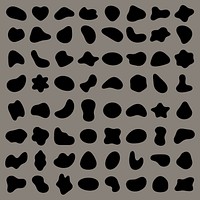 Abstract black shapes on a gray background. Random shapes, abstract design, black shapes pattern. Unique abstract shapes, artistic black shapes. Black shape vector set.