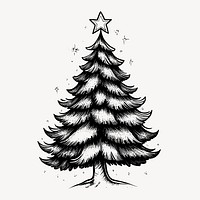 Hand-drawn Christmas tree illustration, old school tattoo vector