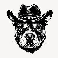 Dog cowboy hat illustration, old school tattoo vector