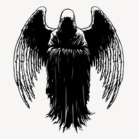 Dark angel silhouette art, old school tattoo vector