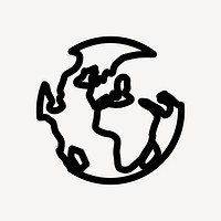 Minimalist globe line art, UI icon vector