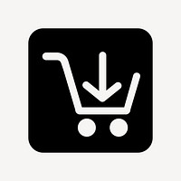 Shopping cart download, UI icon vector