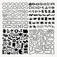 Abstract black and white shapes, geometric and organic patterns. Diverse shapes, abstract forms, black and white. Creative, artistic, abstract shapes. Black and white vector set.