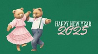 Dancing bears celebrate New Year, greeting card