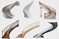 Spiral staircase steps element set