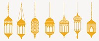 Elegant golden lanterns vector illustration, vector element set