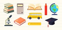 Educational tools and school essentials, vector element set