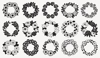 Elegant floral wreath designs, vector element set