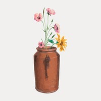 Flower in a jar cut out, isolated vector element. Remixed by rawpixel.