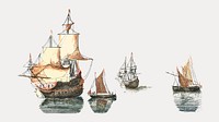 Ship sticker vintage drawing set vector. Remixed by rawpixel.