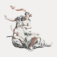 Greek mythology gods drawing Renaissance style set, isolated vector element. Remixed by rawpixel.