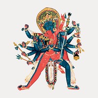 Chakrasamvara sticker, vintage collage element, isolated vector element. Remixed by rawpixel.