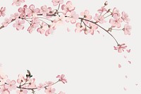 Pink cherry blossom flower branch border frame vector. Remixed by rawpixel.