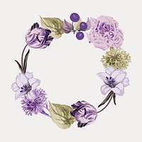 Vintage purple floral frame design element vector. Remixed by rawpixel.