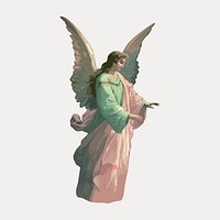 Guardian angel, vintage illustration, isolated vector element. Remixed by rawpixel.