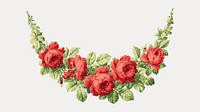 Red roses, vintage flower illustration, isolated vector element. Remixed by rawpixel.