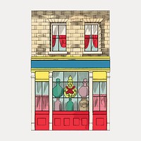 Vintage shop front, chromolithograph art, vector element. Remixed by rawpixel.