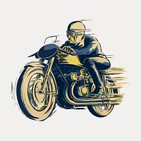 Vintage motorcycle chromolithograph art, vintage vector element. Remixed by rawpixel.