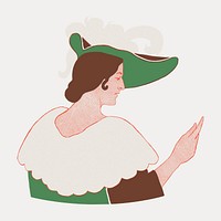 Woman reading newspaper, vintage illustration, isolated vector element. Remixed by rawpixel.