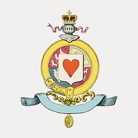 Royal heart coat of arms, vintage illustration by B.P. Grimaud, vector element. Remixed by rawpixel.