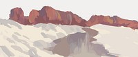 Rock mountain landscape border, vintage illustration by Zolo Palugyay, isolated vector element. Remixed by rawpixel.