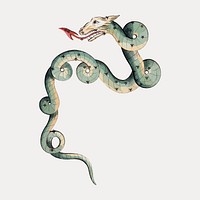 Mythological snake, Draco constellation illustration, isolated vector element. Remixed by rawpixel.