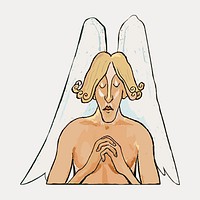 Male angel, vintage mythical illustration by Hugo Simberg, isolated vector element. Remixed by rawpixel.