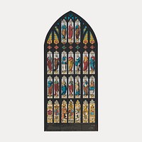 Church stained glass, religion art illustration by J R Hamble  isolated on white, vector. Remixed by rawpixel.