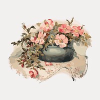 Wild roses vintage flower illustration isolated on white, vector. Remixed by rawpixel.