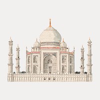 The Taj Mahal architecture watercolor art, vintage vector element. Remixed by rawpixel.