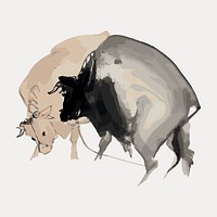 Vintage bulls, isolated vector element. Remixed by rawpixel.