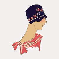 Vintage woman's hat fashion illustration isolated on white, vector. Remixed by rawpixel.