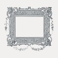 Vintage gray ornamental frame illustration isolated on white, vector. Remixed by rawpixel.