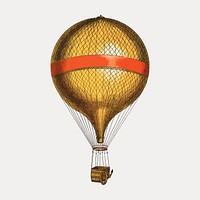 Hot air balloon, vintage vector element. Remixed by rawpixel.