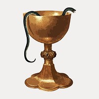 Gold chalice object, vintage vector element. Remixed by rawpixel.