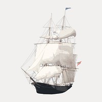 Large ship vintage illustration, vintage vector element. Remixed by rawpixel.