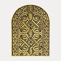 Gold arch window sticker, vector element. Remixed by rawpixel.