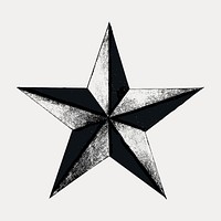 Five-pointed star vintage illustration, vector element. Remixed by rawpixel.