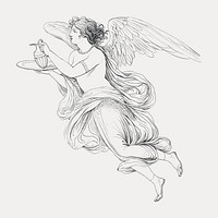 An Angel Holding a Carafe on a Plate illustration by David-Pierre Giottino Humbert de Superville, isolated vector element. Remixed by rawpixel.