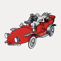 Classic red car vehicle  illustration isolated on white, vector. Remixed by rawpixel.