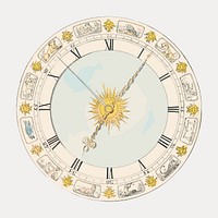 Vintage zodiac clock, vintage vector element. Remixed by rawpixel.