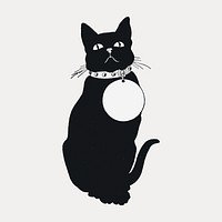 The Black Cat sticker, isolated vector element. Remixed by rawpixel.