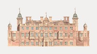 Kelham Hall building watercolor illustration element isolated on white, vector. Remixed by rawpixel.