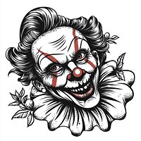 Old-school tattoo design of a clown art vintage white.